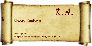 Khon Ambos névjegykártya